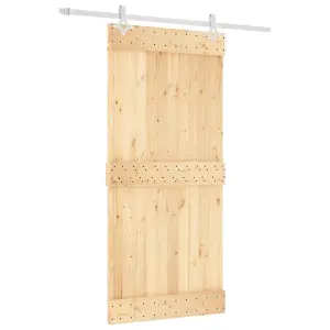 Berkfield Sliding Door with Hardware Set 95x210 cm Solid Wood Pine