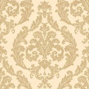 Galerie Palazzo Yellow Gold Silk Damask Embossed Wallpaper