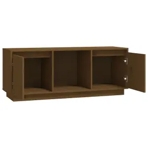 Berkfield TV Cabinet Honey Brown 110.5x35x44 cm Solid Wood Pine