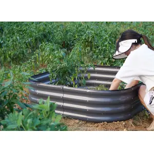 Garden Outdoor Raised Bed Planter Square Grey Steel Trough Grow Box 120x120x30cm