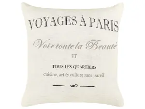 Set of 2 Cushions MINDALA Linen 50 x 50 cm Text Off-White