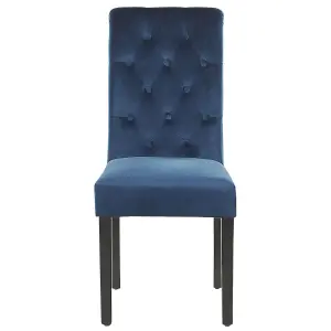 Set of 2 Dining Chairs VELVA II Velvet Dark Blue