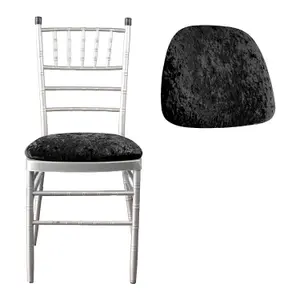 Black Velvet Chair Seat Pad Covers - Pack of 10