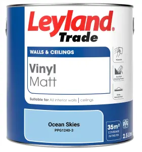 Leyland Trade Vinyl Matt Walls & Ceilings Emulsion Paint Ocean Skies (PPG1240-3) 2.5L