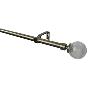 GoodHome Antiki Antique brass effect Extendable Ball Curtain pole Set, (L)1200mm-2100mm (Dia)19mm