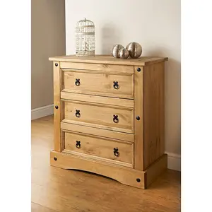 Corona 3 Drawer Chest of Drawers Mexican Solid Pine