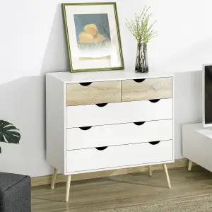 HOMCOM Chest of Drawers, 5 Drawer Storage Cabinet Unit Bedroom Living Room