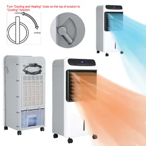 2 in 1 Portable Freestanding  Electric Fan Heater White Fan Air Cooler and Fan Heater,Upper Half Air Heater Outlet