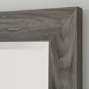 Rustic Grey Wood Effect Scooped Framed Mirror 129.5x106.5cm