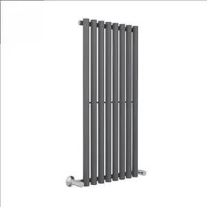 Right Radiators 1200x545 mm Single Vertical Round Column Style Designer Radiator Heated Rads Anthracite