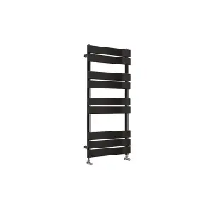 Designer Vertical Black Single Panel Towel Radiator (H) 1000mm x (W) 450mm, 1742 BTU.