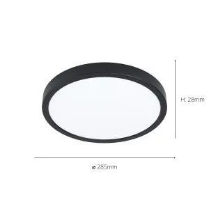 EGLO Fueva 5 Black Round Integrated LED Flush Light, 4000K,(D) 28.5