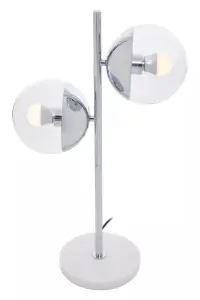 Interiors By Premier Versatile Chrome Finish Two Shade Table Lamp, Minimalist Design Bedside Lamp, Handcrafted Lamp On A Table