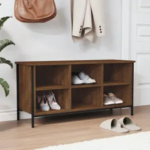 Berkfield Shoe Cabinet Brown Oak 100x35x50 cm Engineered Wood