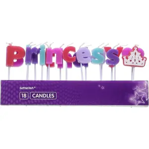 Amscan Princess Pick Candles (Pack of 18) Multicoloured (One Size)