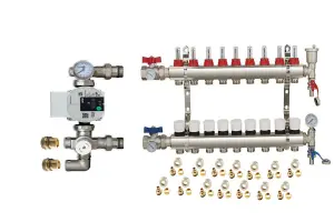 Warmer System Underfloor Heating 9 Port PSW Manifold with Wilo Para Pump and Blending Valve Set