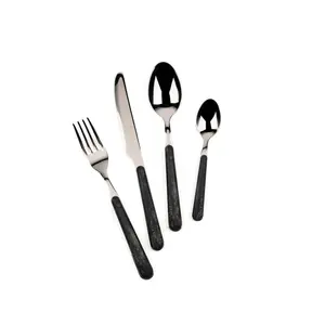 Excelsa Wood 24 Piece Cutlery Set , Service for 6 (Set of 6) Black