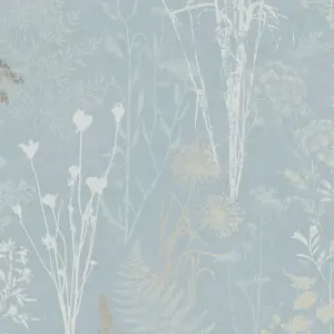 Superfresco Easy Duck Egg Metallic Floral Wallpaper