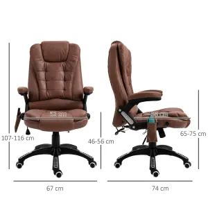 Vinsetto Massage Office Chair Recliner Ergonomic Gaming Heated Home Padded  Leathaire Fabric Brown