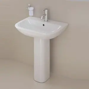 Vitra S20 500mm basin 1 tap hole and full pedestal