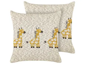 Set of 2 Cushions CHILARI Cotton 45 x 45 cm For Kids Beige