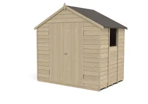 Forest Garden Overlap 7x5 ft Apex Wooden Pressure treated 2 door Shed with floor & 1 window