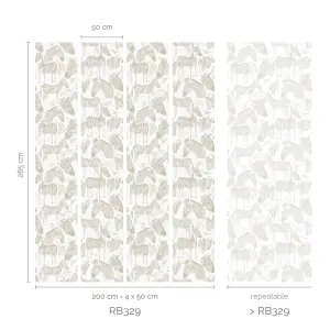 Roomblush Nursery Zebra Safari Eco 4 Lane Repeatable Wallpaper Mural 200 x 285cm, Beige