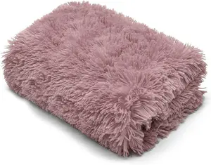 Teddy Fur Throw Blanket With Reversible Plain Sherpa Teddy Fleece Luxury Fluffy Fur Throw Blanket