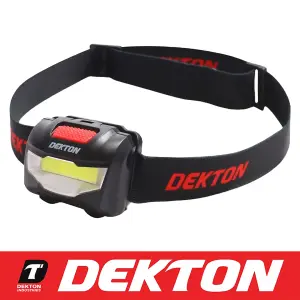 Dekton COB LED Head Light Torch Headlamp Searcher 150 Lumens 150M & Batteries