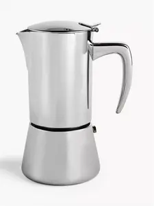 John Lewis Induction Stovetop Stainless Steel 6 Cup Espresso Coffee Maker, 300Ml