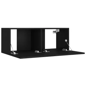 Berkfield 4 Piece TV Cabinet Set Black Engineered Wood