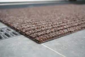 Non Slip Coir Style Heavy Duty Rubber Back Door Mats Brown 50x80 cm