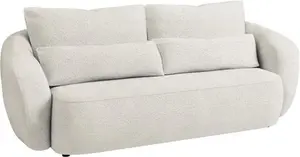 Cream Boucle Curved 3 Seater Sofa - Vera