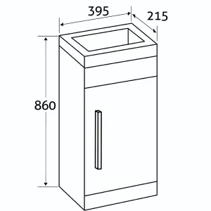 Novela 400mm Floorstanding Cloakroom Vanity Unit in Light Wood