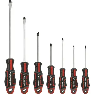 7 PACK Premium Soft Grip Screwdriver Set - Slotted & Phillips Various Sizes RED