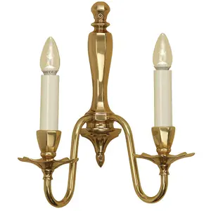 Luxury Traditional Twin Wall Light Solid Brass & Ivory Candelabra Dimmable Lamp