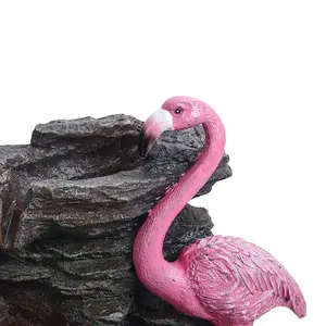 Grey Flamingo Solar Power Resin LED Lights Water Fountain 50 cm