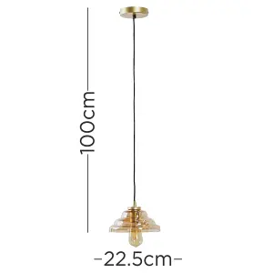 ValueLights Aurelian Gold Ceiling Light Pendant and E27 Pear LED 4W Warm White 2700K Bulb