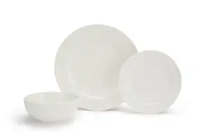 12pc Professional Alumina White Ceramic Classic Rim Dinner Set