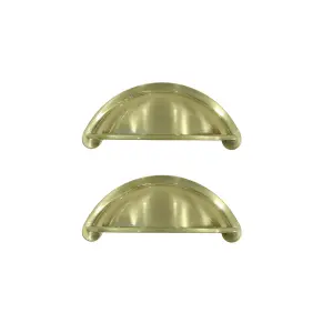 GoodHome Chervil Brass effect Kitchen cabinets Cup Pull Handle (L)9.46cm (D)24mm, Pack of 2