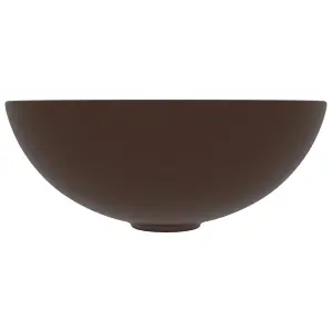 Berkfield Bathroom Sink Ceramic Dark Brown Round