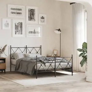 Berkfield Metal Bed Frame without Mattress with Footboard Black 120x190cm