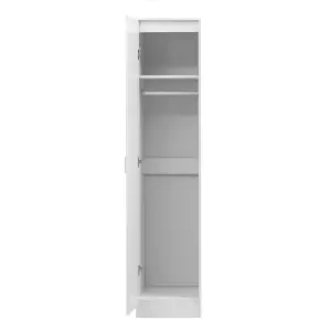 REFLECT 1 Door Plain Wardrobe in Gloss White Door Fronts and Matt White Carcass