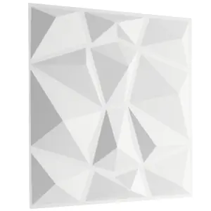 3D Wall Panels Adhesive Included - 6 Sheets Cover 16.15ft²(1.5m²) Interior Cladding Panels set - Diamond Design in Matte White