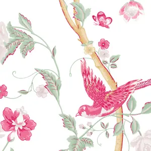 Laura Ashley Summer Palace Peony Animal Smooth Wallpaper Sample