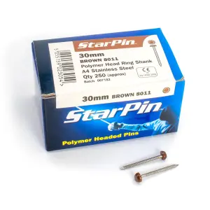 Rapierstar StarPin Polymer Headed Pins - 30mm, Brown