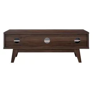 Copen Walnut 120cm TV Unit Cabinet for TVs up to 55", TV Stand with 2 Storage Shelves and Sliding Doors for Living Room