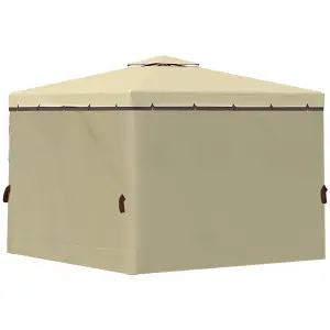 Outsunny 3 x 3(m) Patio Gazebo Garden Shelter w/ Mosquito Netting, Beige