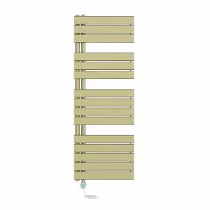 Rinse Bathrooms Prefilled Electric Heated Rail with Timer Designer Flat Panel Thermostatic Brushed Brass 1380x500mm