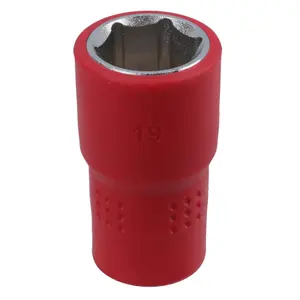 19mm 1/2in drive VDE Insulated Shallow Metric Socket 6 Sided Single Hex 1000 V